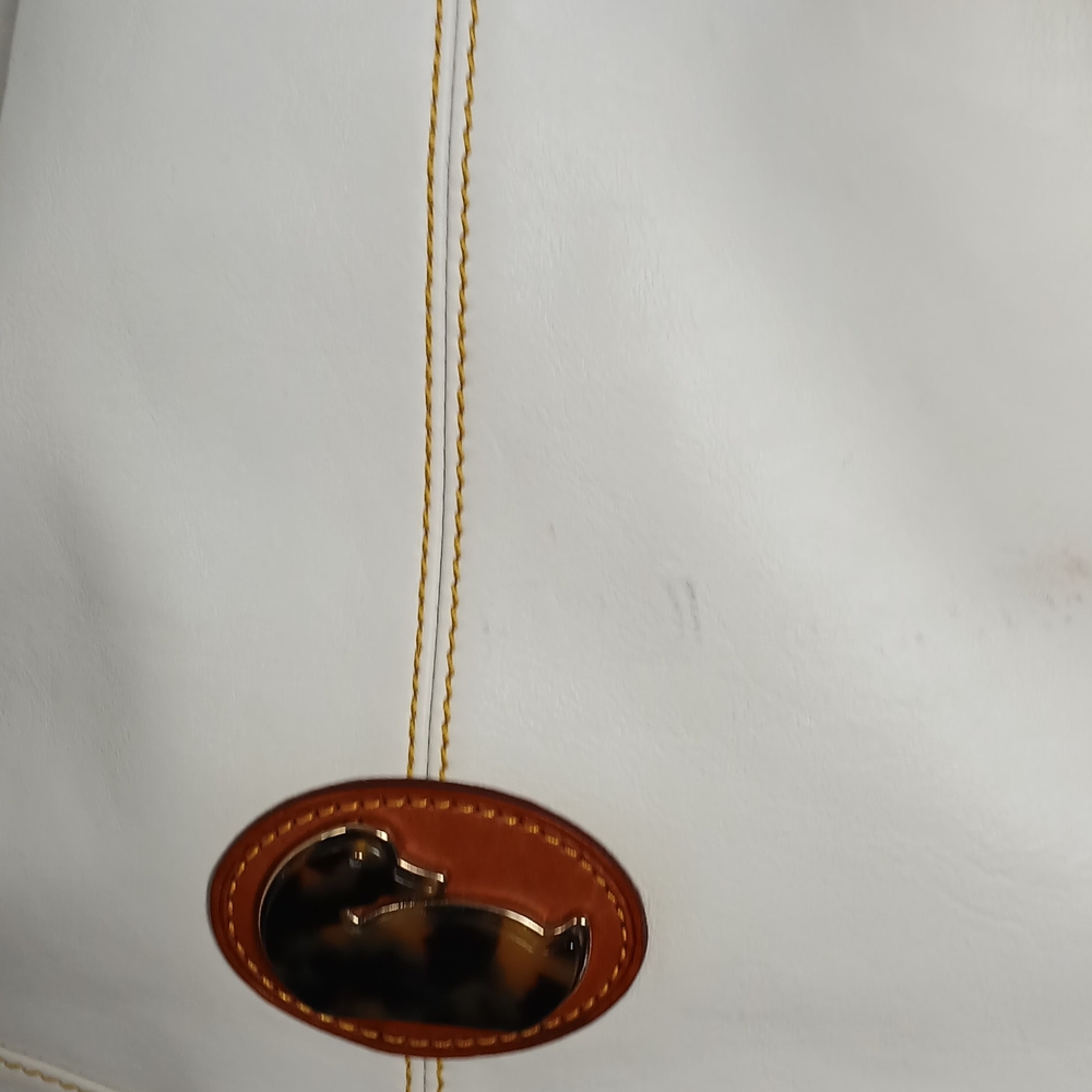 Dooney And Burke White and Tan Leather Shoulder Bag - Picture 3 of 8